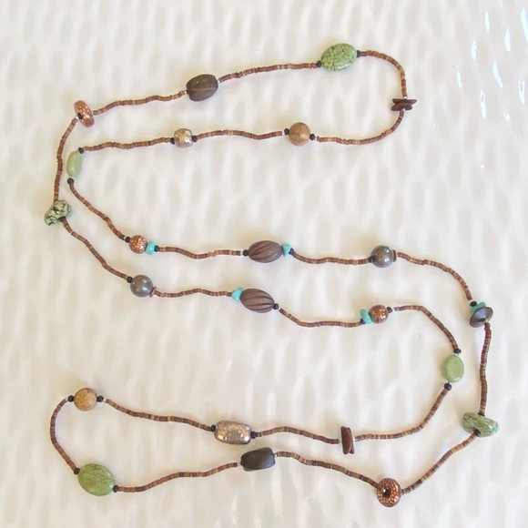 Silpada Bohemian Shells and Stone Beaded Necklace 60” long. N1569 - Picture 3 of 8